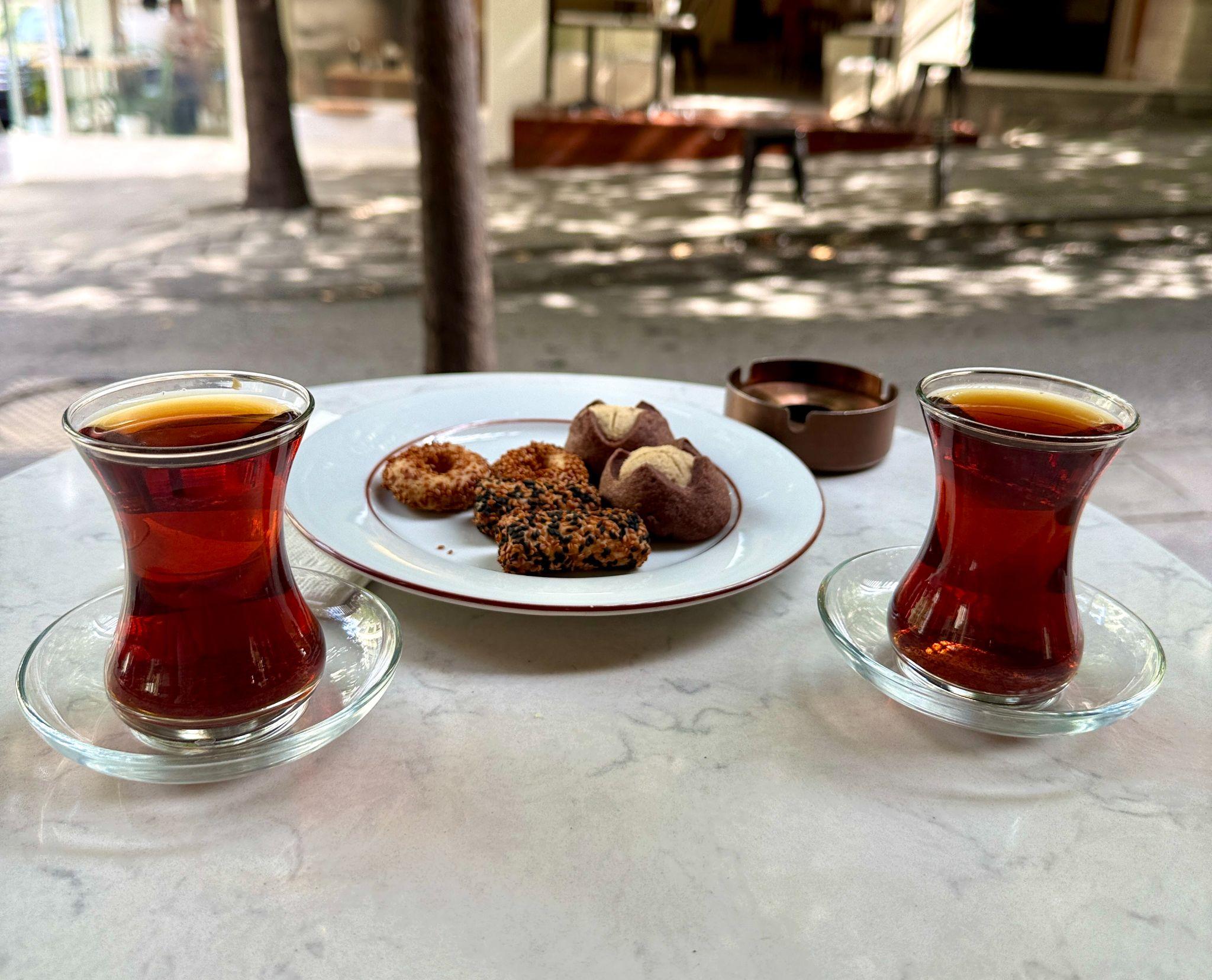 cookies and tea from Firin Anatolia, Nisantasi, Istanbul, Türkiye