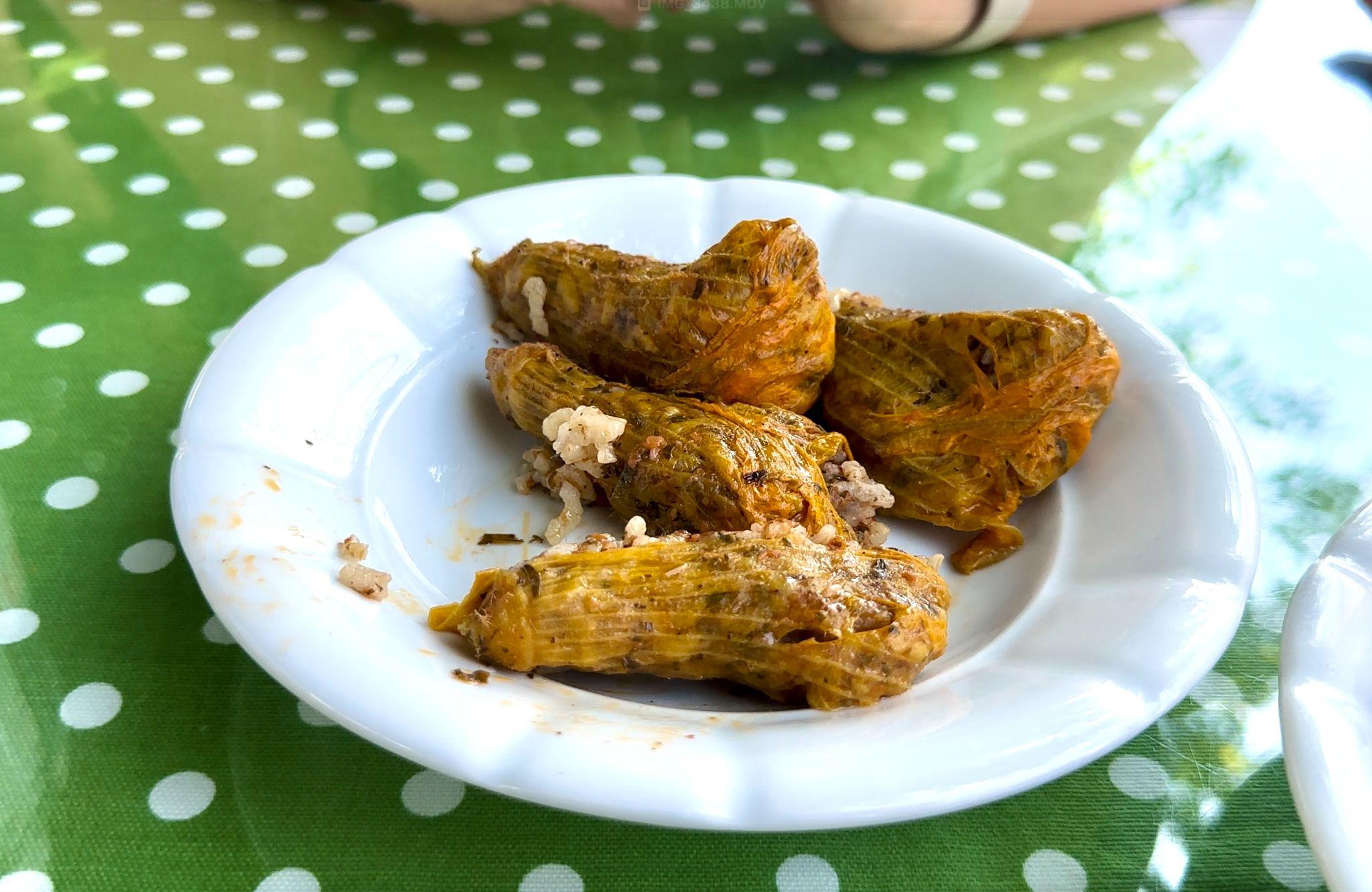 Zucchini flower dolma, Kabak Çiçeği Ev Yemekleri, Bodrum, Turkey