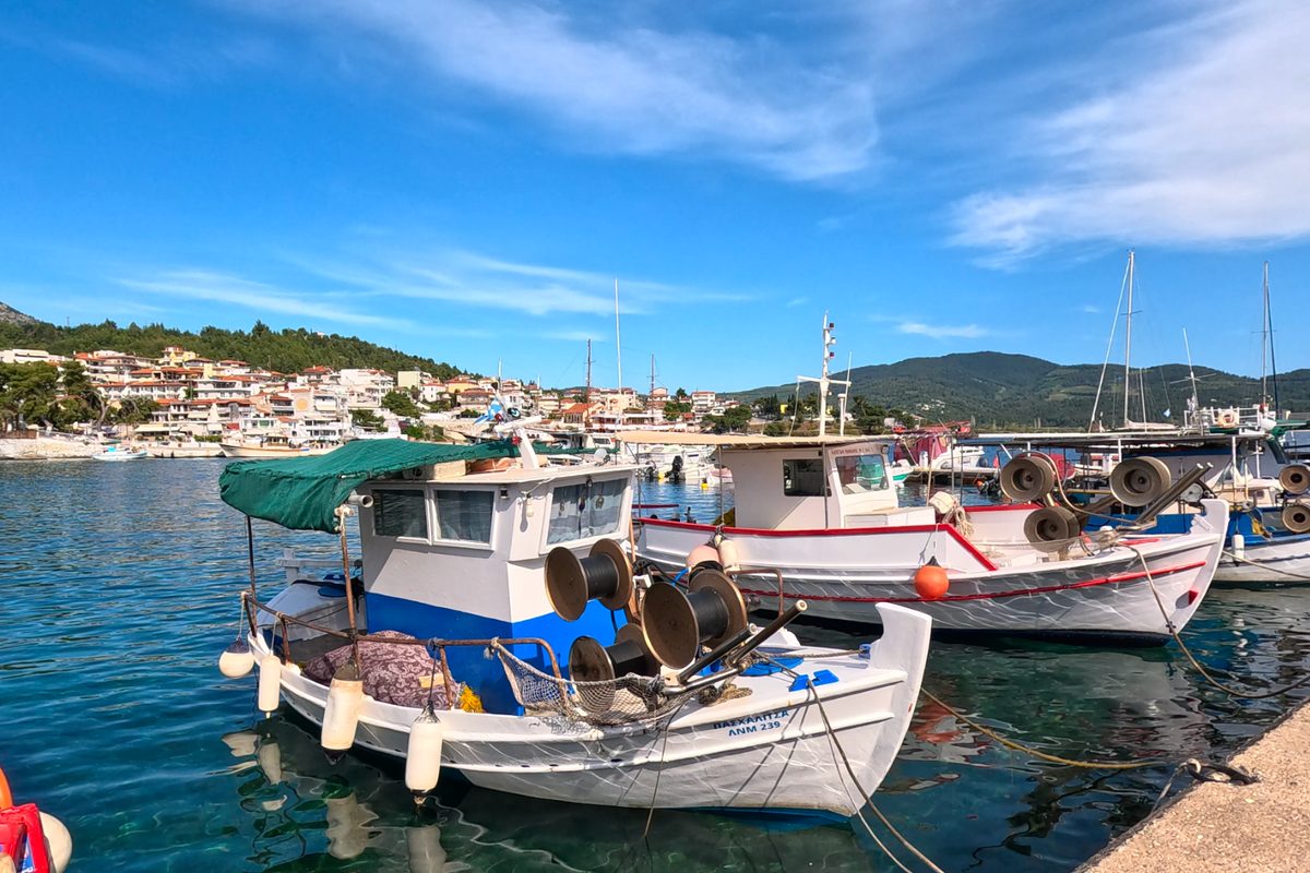 Coastal road winding through Halkidiki with blue sea views and lush green hillsides