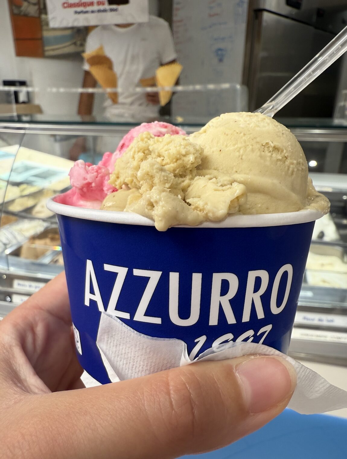 Gelato selection at a Nice gelateria