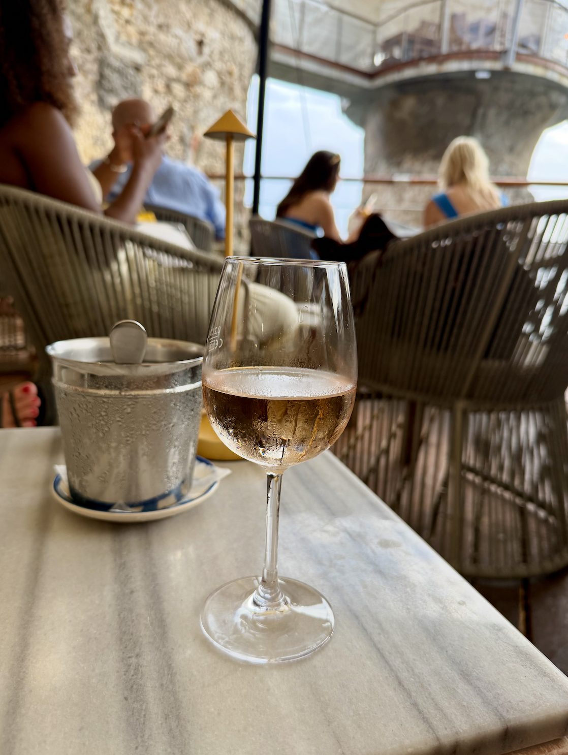 Glass of rosé at Le Plongeoir Bar, Nice, France