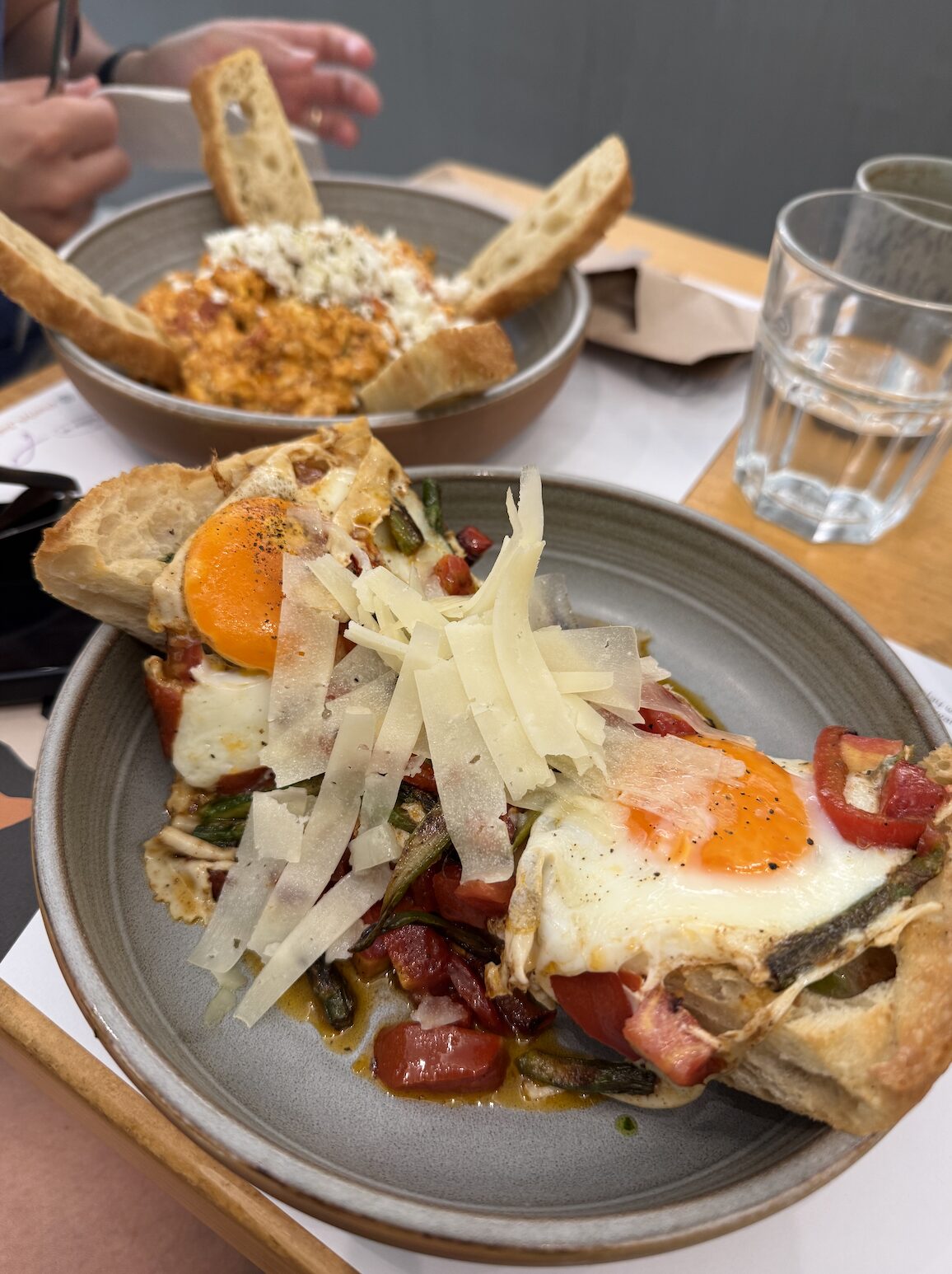 Breakfast plates at Charlie's Bakehouse in Nafplio, Greece