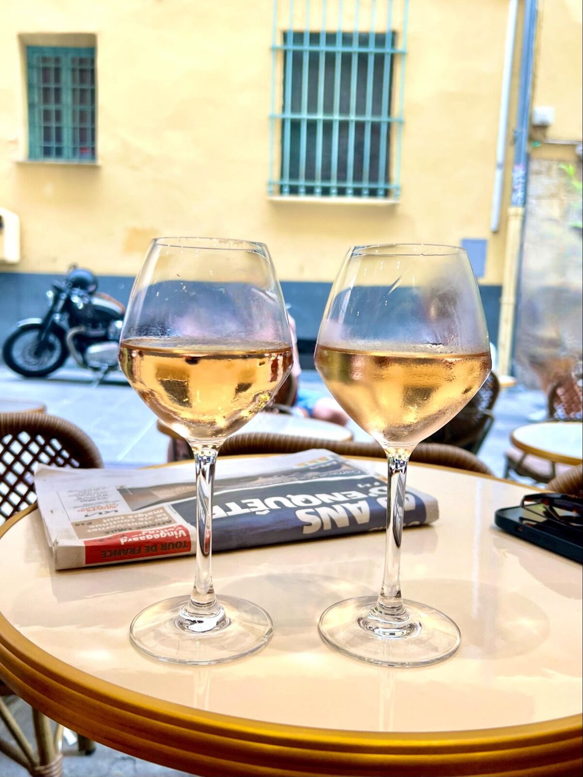 Rose wine on a table in Nice, France
